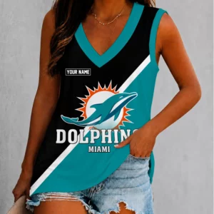Limited Edition – Customized NFL Miami Dolphins Women’s V-Neck Tank Top