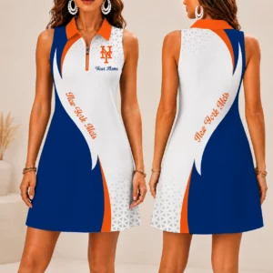Limited Edition – Customized MLB New York Mets Women’s Zip Sleeveless Polo Dress