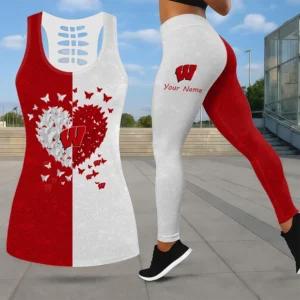 Limited Edition – Customized NCAA Wisconsin Badgers Leggings & Hollow Tank Top Set