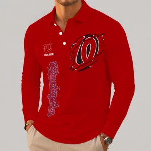 Limited Edition – Customized MLB Washington Nationals Men’s Long Sleeve Polo