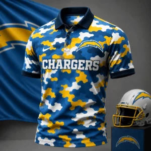 Limited Edition – Customized NFL Los Angeles Chargers Camo Polo Shirt