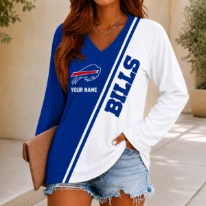 Limited Edition – Customized NFL Buffalo Bills Women’s V-Neck Long Sleeved Shirt