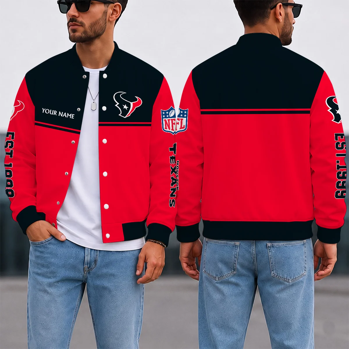 Limited Edition – Customized NFL Houston Texans Satin Varsity & Baseball Jacket