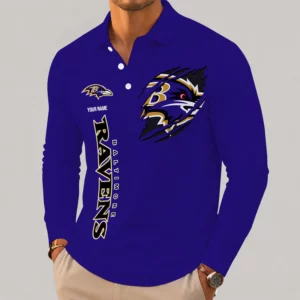 Limited Edition – Customized NFL Baltimore Ravens Long Sleeve Polo Shirt
