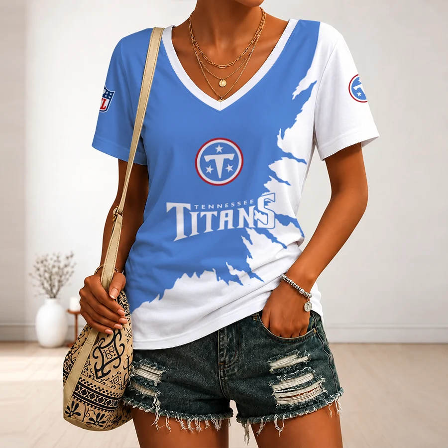 Limited Edition – Customized NFL Tennessee Titans V-Neck Female Shirt