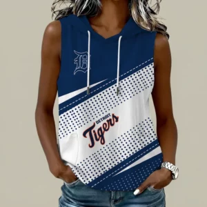 Limited Edition – Customized MLB Detroit Tigers Women’s Sleeveless Hooded Pocket Tank Top