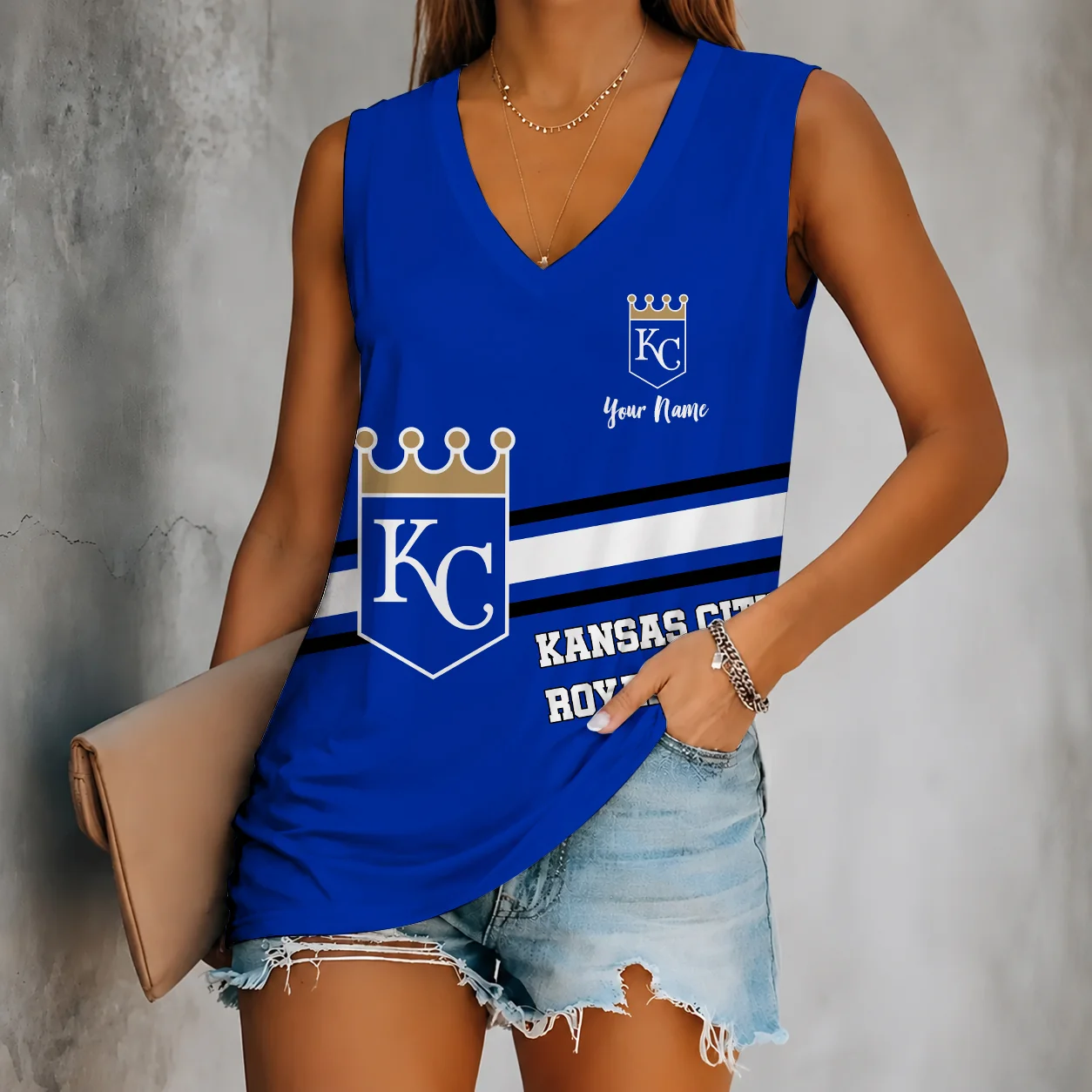 Limited Edition – Customized MLB Kansas City Royals Women’s V-Neck Tank Top