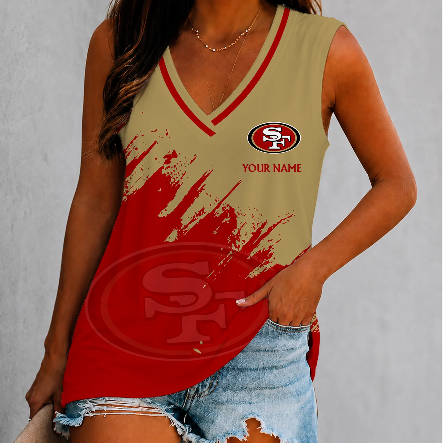 Limited Edition – Customized NFL San Francisco 49Ers Women’s V-Neck Tank Top