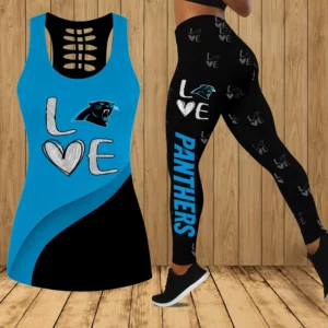 Limited Edition – Customized NFL Carolina Panthers Hollow Tank Top & Leggings Set