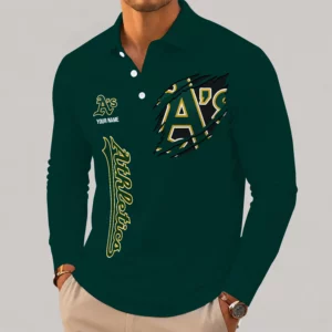 Limited Edition – Customized MLB Oakland Athletics Men’s Long Sleeve Polo