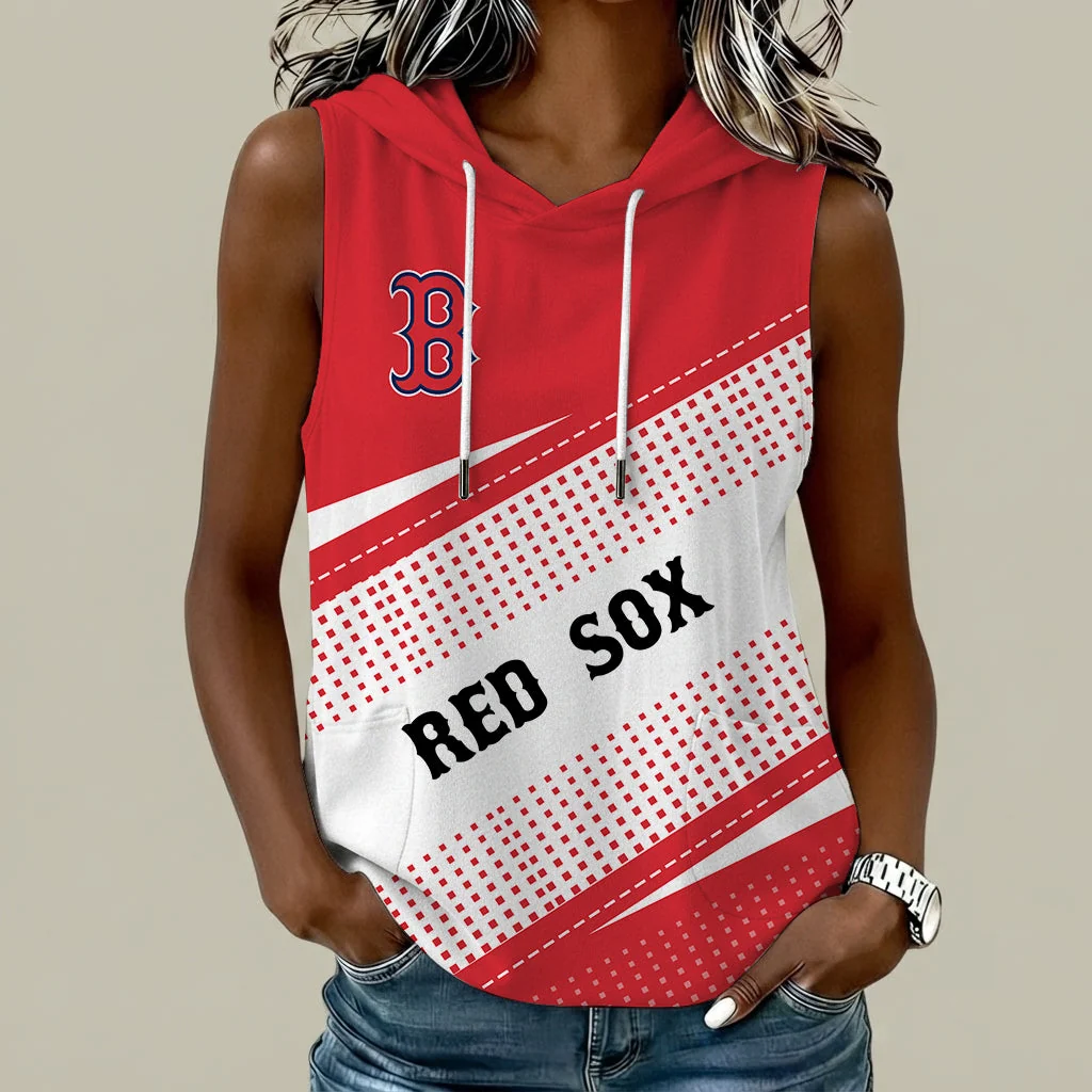 Limited Edition – Customized MLB Boston Red Sox Women’s Sleeveless Hooded Pocket Tank Top