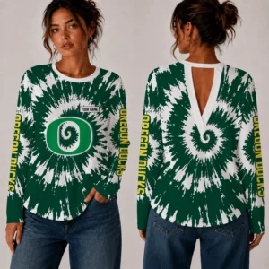 Limited Edition – Customized NCAA Oregon Ducks Women’s Back V-Cut Long-Sleeve Shirt
