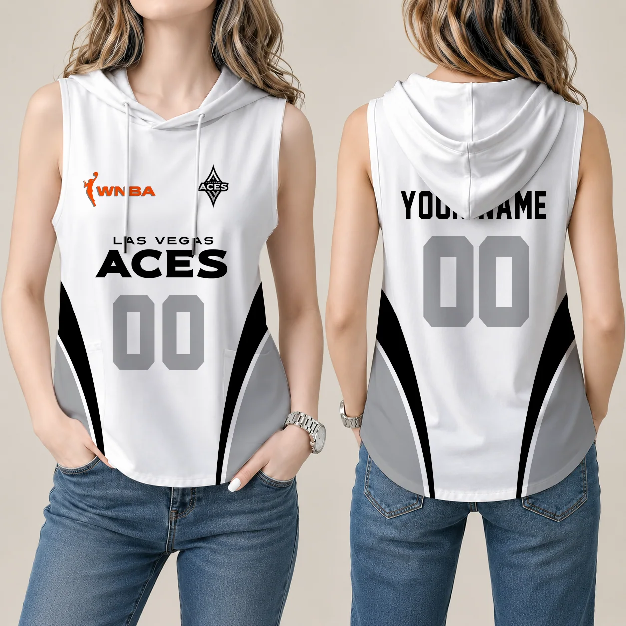 Limited Edition – Customized WNBA Las Vegas Aces Women’s Sleeveless Hooded Pocket Tank Top