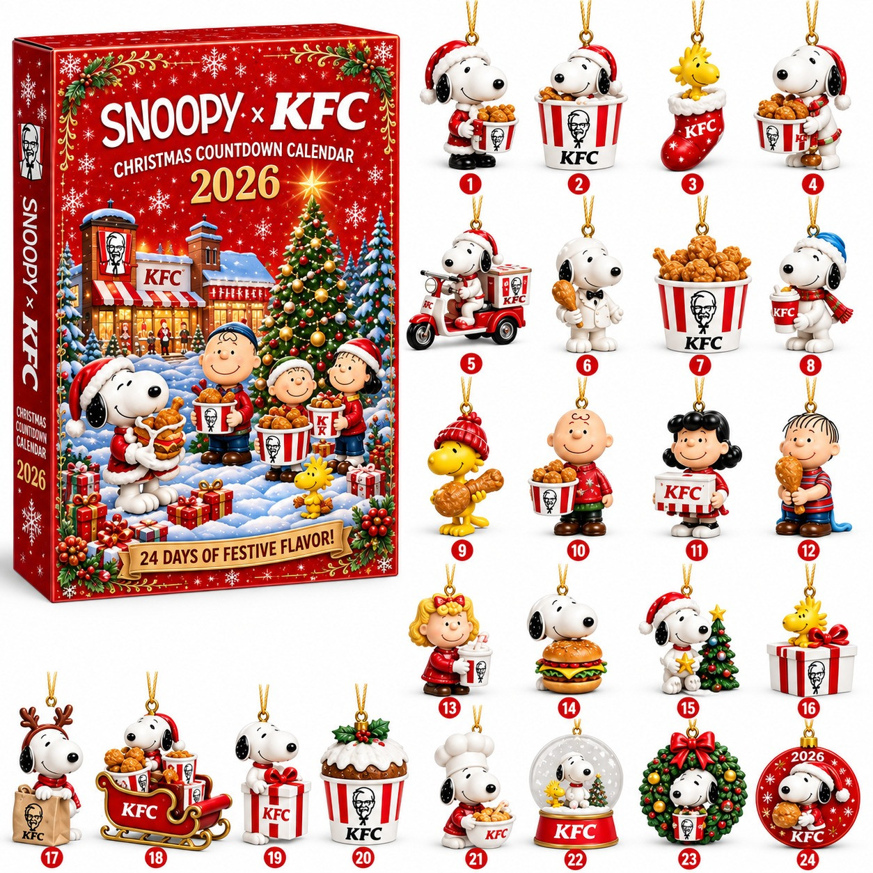 Snoopy x KFC 2026 Christmas Advent Calendar Snoopy Christmas Countdown Calendar