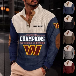 Limited Edition – Customized NFL Washington Commanders Button Sweatshirts Stand Collar
