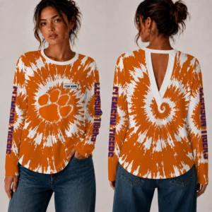 Limited Edition – Customized NCAA Clemson Tigers Women’s Back V-Cut Long-Sleeve Shirt