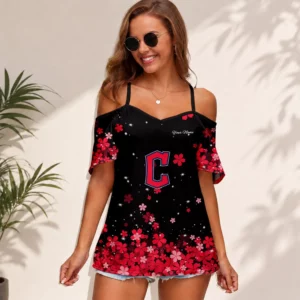 Limited Edition – Customized MLB Cleveland Guardians Women’s Strappy Off-Shoulder Top