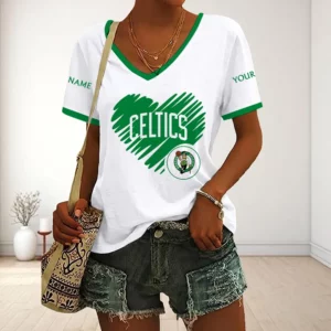 Limited Edition – Customized NBA Boston Celtics V-Neck Female Shirt