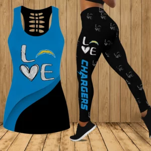 Limited Edition – Customized NFL Los Angeles Chargers Hollow Tank Top & Leggings Set