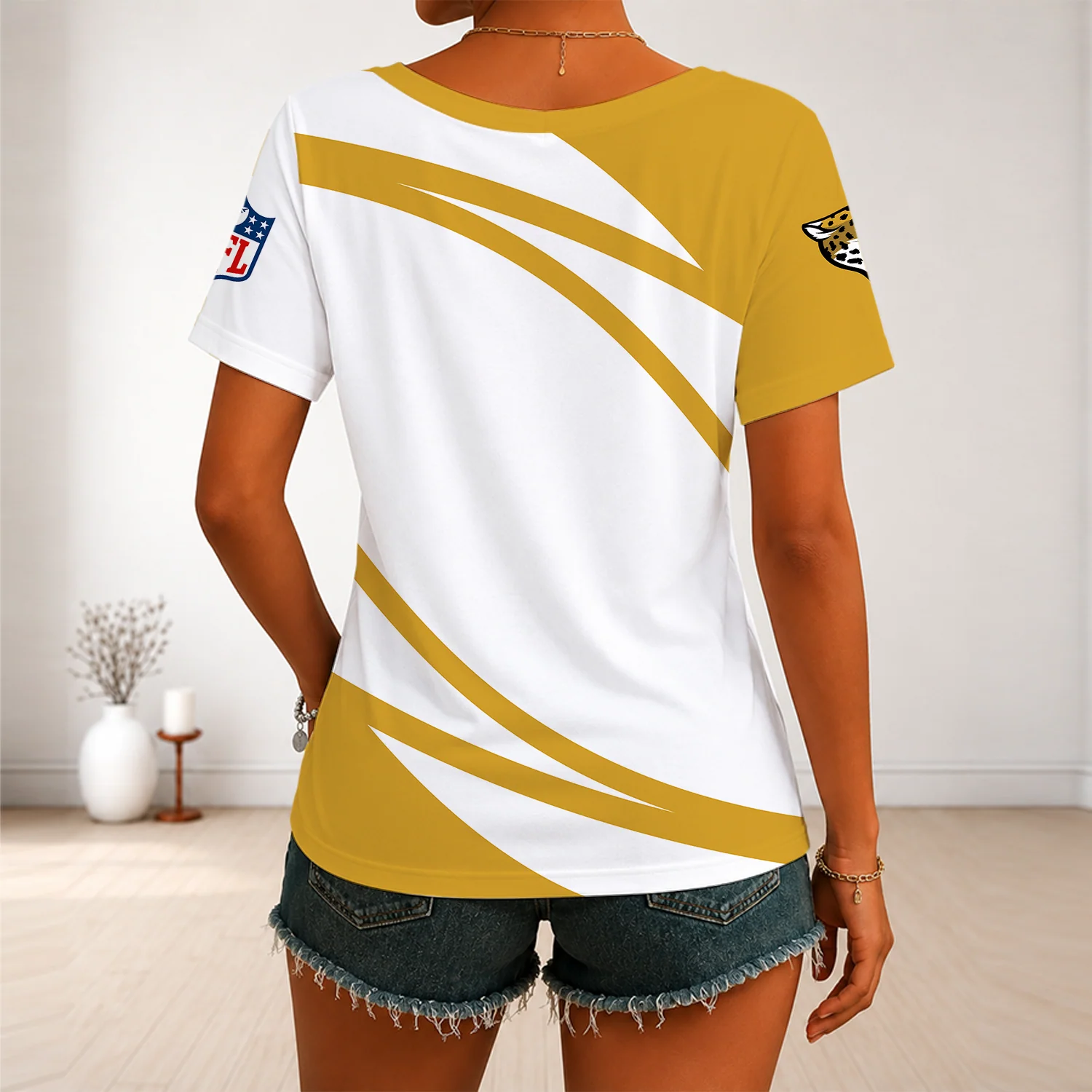 Limited Edition – Customized NFL Jacksonville Jaguars V-Neck Female Shirt - Image 4