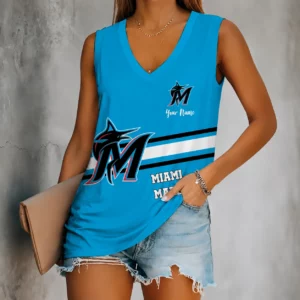 Limited Edition – Customized MLB Miami Marlins Women’s V-Neck Tank Top