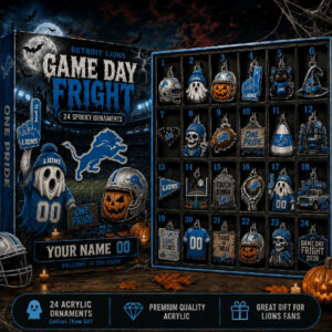 Personalized Halloween Advent Calendar 2026 24 Day Detroit Lions Merch Countdown Gift For Fan