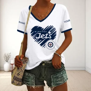 Limited Edition – Customized NHL Winnipeg Jets V-Neck Female Shirt