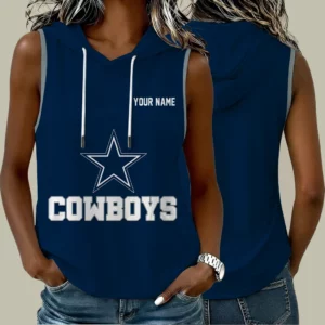 Limited Edition – Customized NFL Dallas Cowboys Women’s Sleeveless Hooded Pocket Tank Top