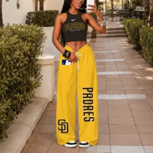 Limited Edition – Customized MLB San Diego Padres Women’s Crop Top & Long Pants Set