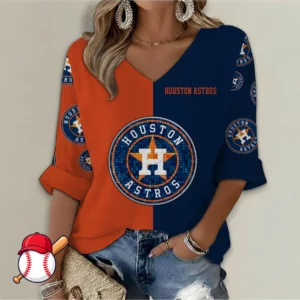 Limited Edition – Customized MLB Houston Astros Women’s V-Neck Long Sleeve Shirt