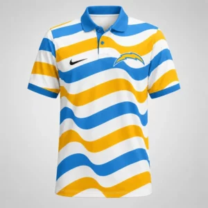 Limited Edition – Customized NFL Los Angeles Chargers Striped Polo Shirt