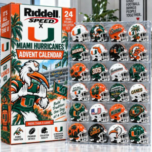 Miami Hurricanes Mini Helmet Advent Calendar 24 Acrylic Charms Christmas Countdown Gift