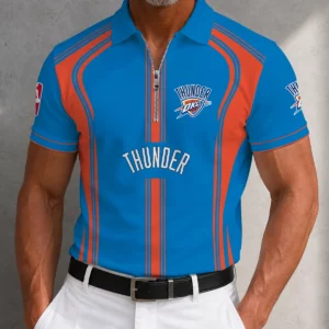 Limited Edition – Customized NBA Oklahoma City Thunder Zip Polo Shirt
