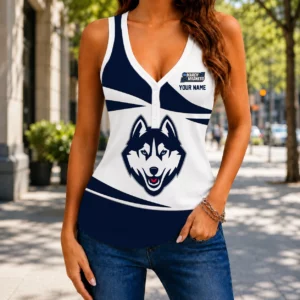 Limited Edition – Customized NCAA Uconn Huskies Women’s V-Neck Tank Top