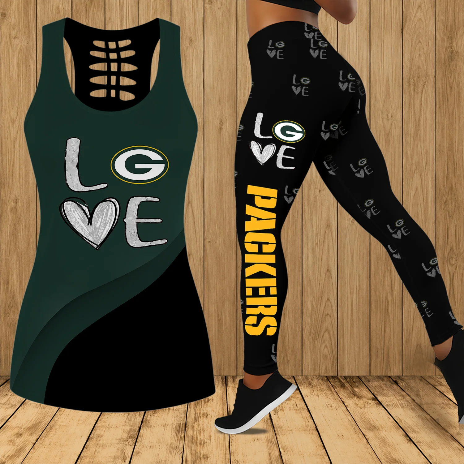 Limited Edition – Customized NFL Green Bay Packers Hollow Tank Top & Leggings Set