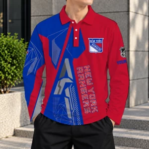 Limited Edition – Customized NHL New York Rangers Men Long Sleeve Polo