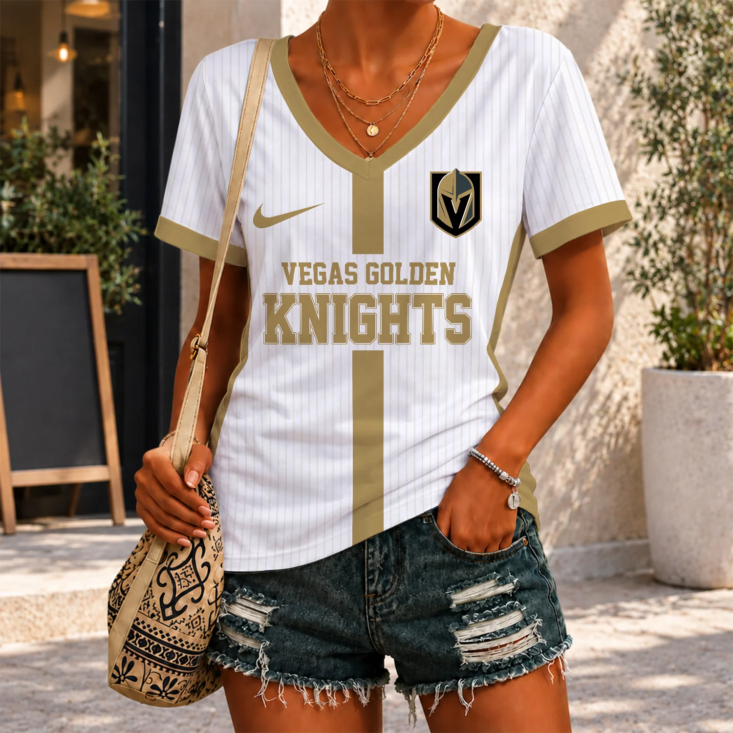 Limited Edition – Customized NHL Vegas Golden Knights V-Neck Female Shirt