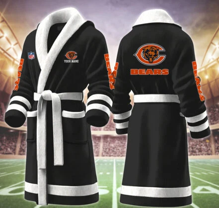 Limited Edition – Customized NFL Chicago Bears Multicolor Fleece Bathrobe - Image 2