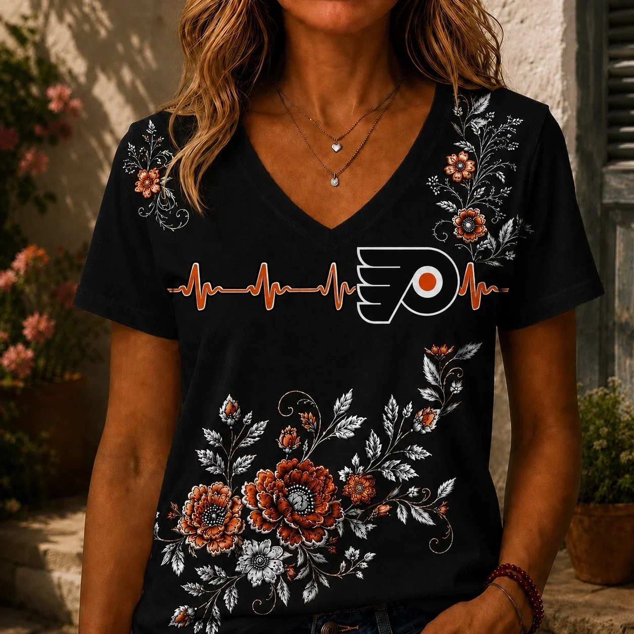 Limited Edition – Customized NHL Philadelphia Flyers V-Neck Female Shirt