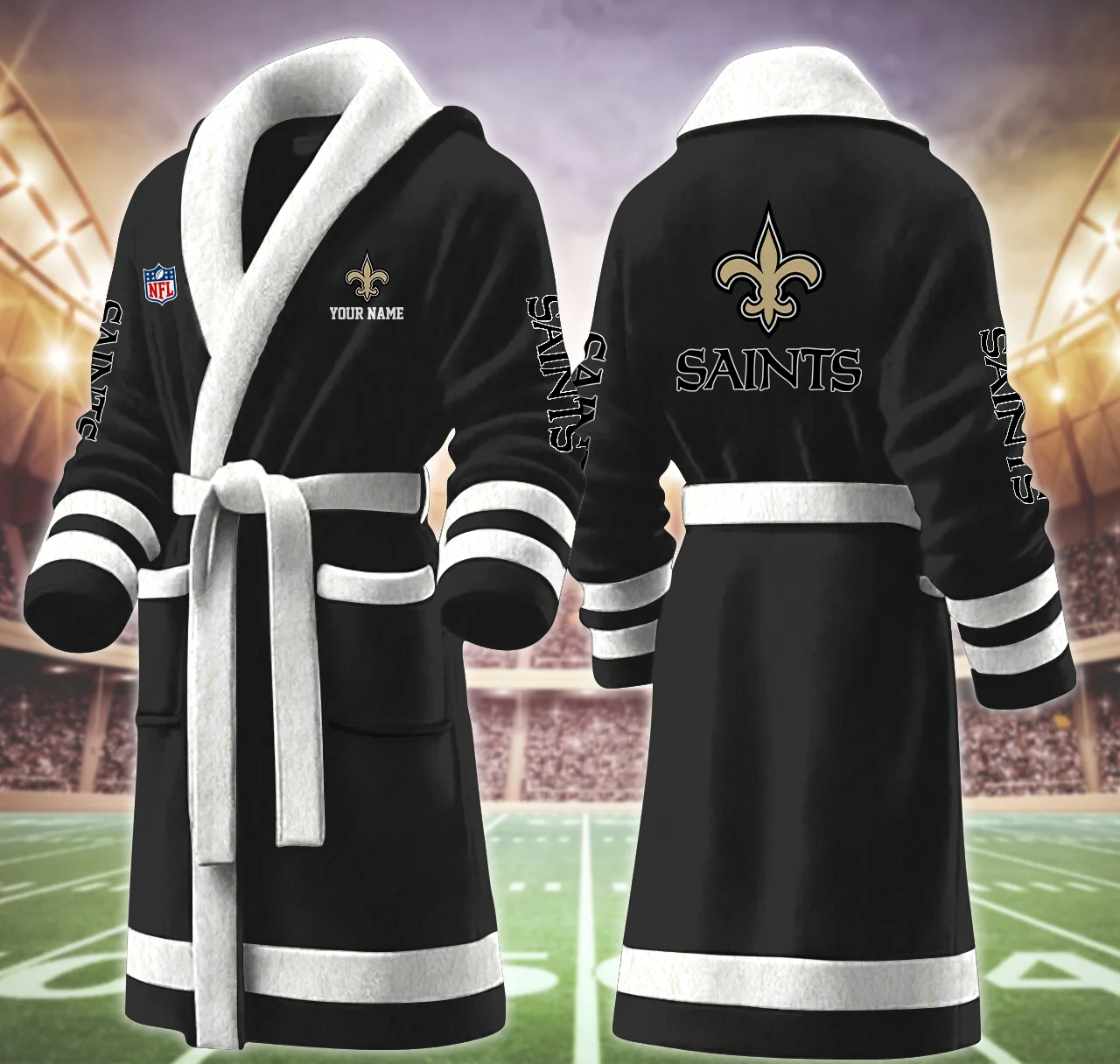 Limited Edition – Customized NFL New Orleans Saints Multicolor Fleece Bathrobe - Image 2