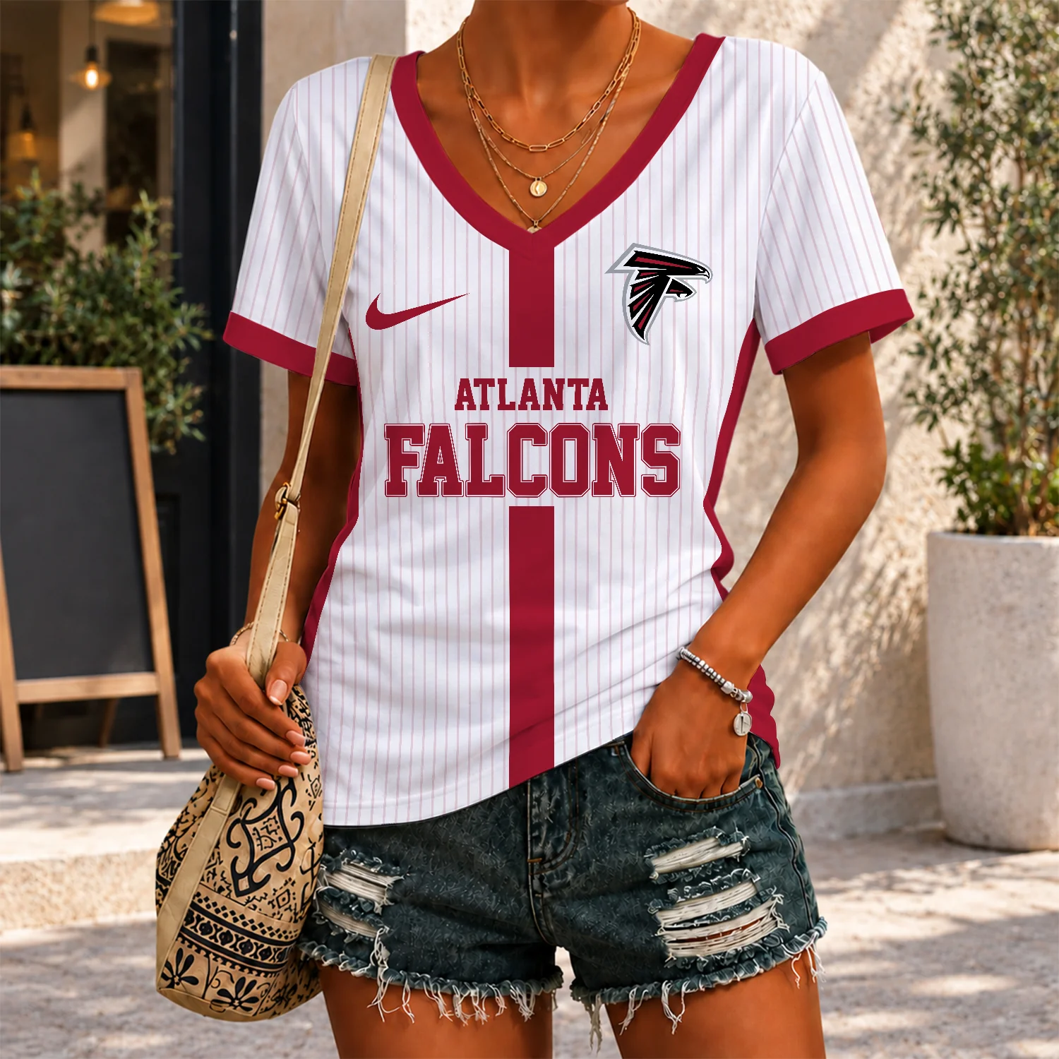 Limited Edition – Customized NFL Atlanta Falcons V-Neck Female Shirt