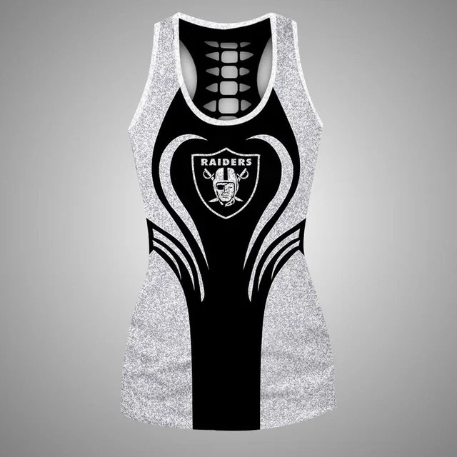 Limited Edition – Customized NFL Las Vegas Raiders Hollow Tank Top & Leggings Set - Image 2