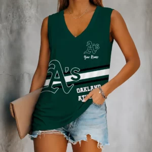Limited Edition – Customized MLB Oakland Athletics Women’s V-Neck Tank Top