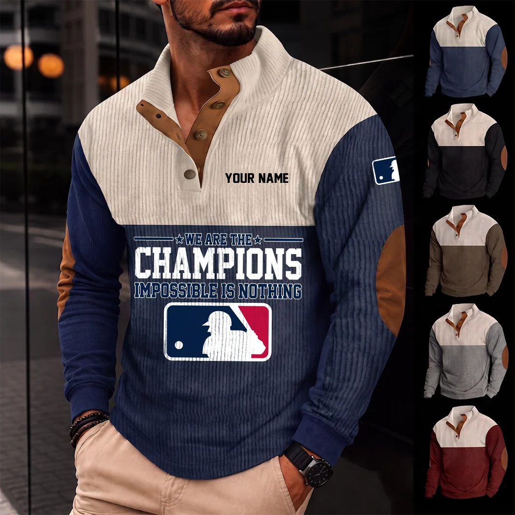 Limited Edition – Customized MLB Major League Baseball Button Sweatshirts Stand Collar