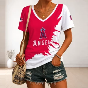 Limited Edition – Customized MLB Los Angeles Angels V-Neck Female Shirt