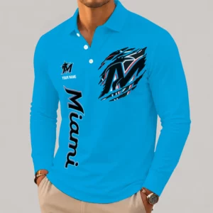 Limited Edition – Customized MLB Miami Marlins Men’s Long Sleeve Polo