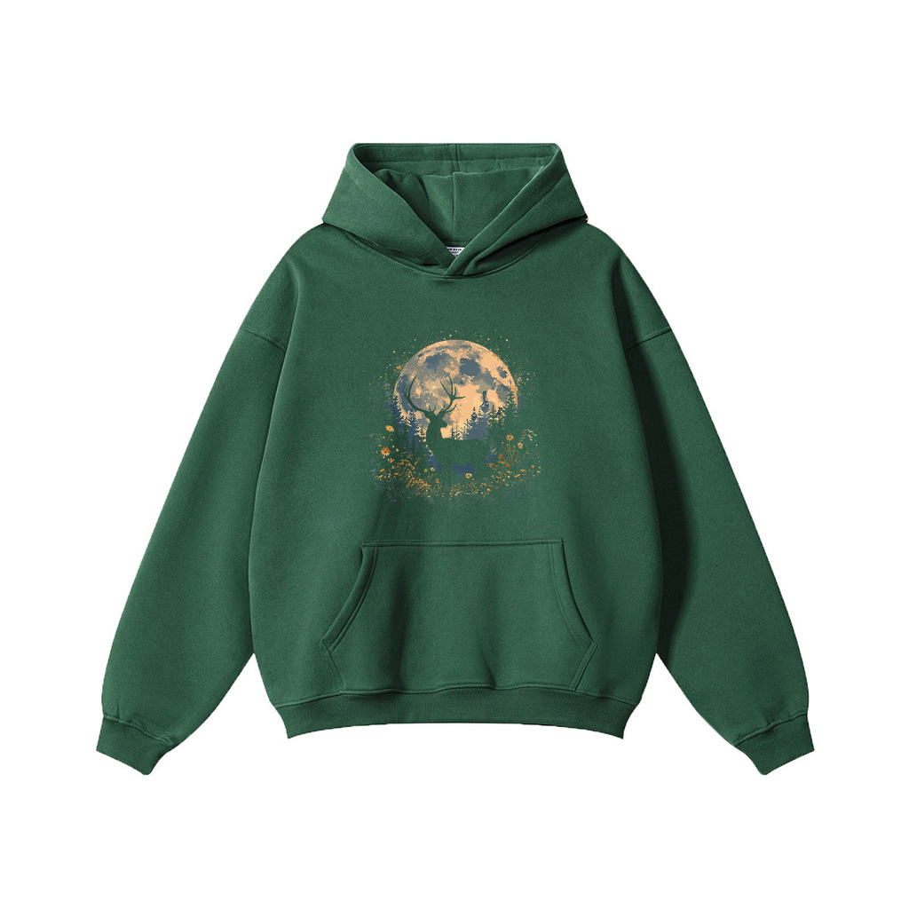 Deer Floral Full Moon Whitetail Buck Deer Flowers Hoodie - Image 4