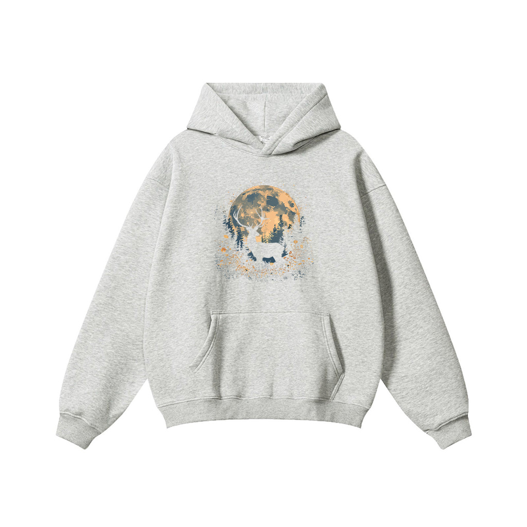 Deer Floral Full Moon Whitetail Buck Deer Flowers Hoodie - Image 5