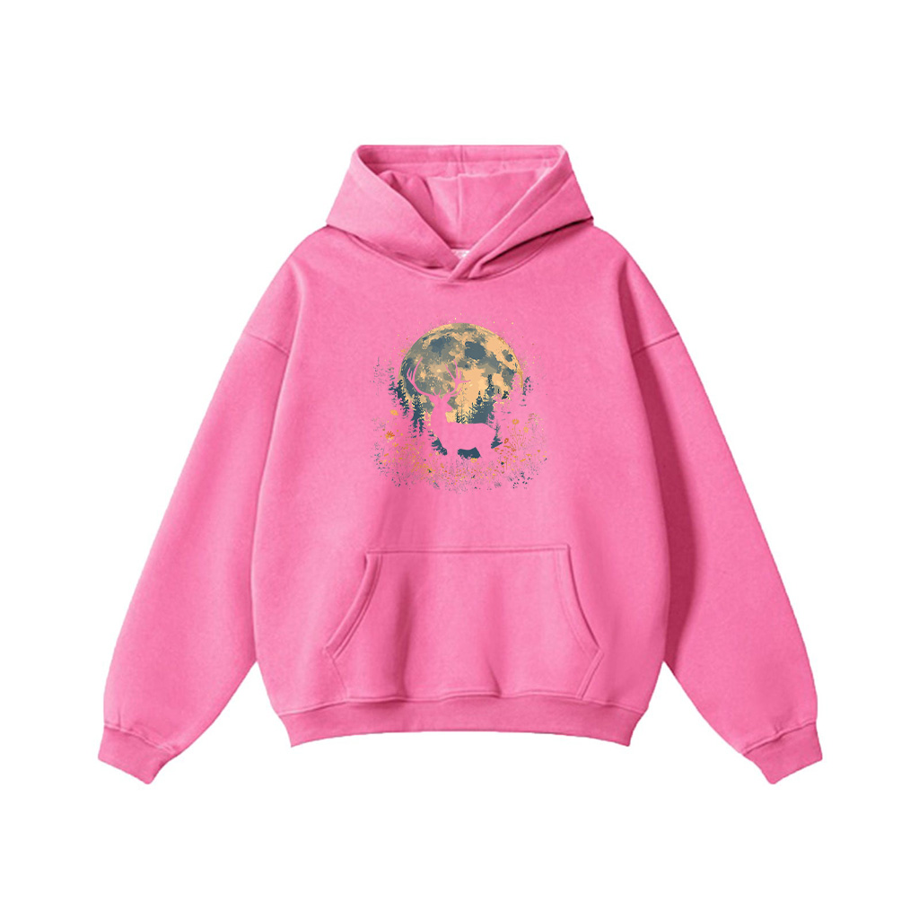 Deer Floral Full Moon Whitetail Buck Deer Flowers Hoodie - Image 6