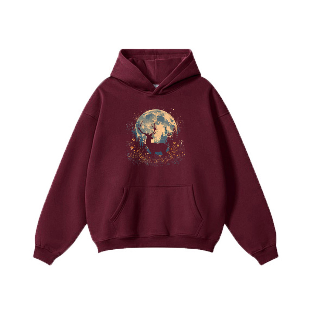 Deer Floral Full Moon Whitetail Buck Deer Flowers Hoodie - Image 7